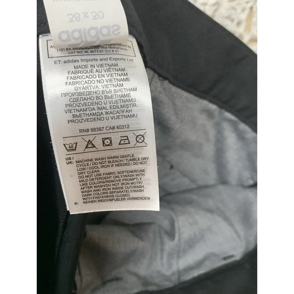 Adidas Originals Adi Golf Pants Mens‎ Tag 38x30 Black Straight Leg